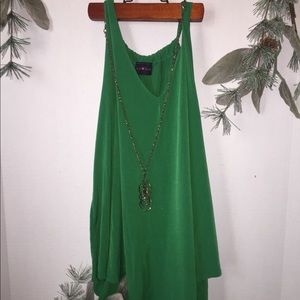 Green Tank with Necklace